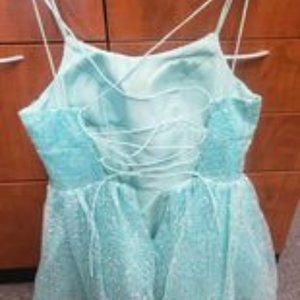 Short Blue Sparkle Homecoming Dress